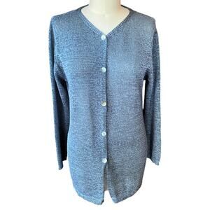 ISDA & CO. Long Blue Cardigan Button Up Sweater ~ Women's Size LARGE (?)